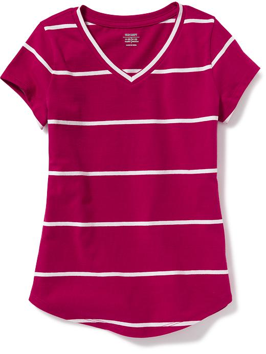 View large product image 1 of 1. Fitted V-Neck Tee for Girls