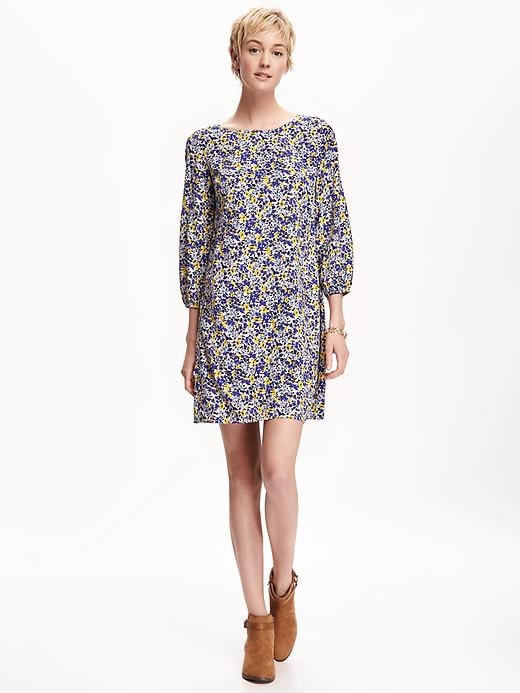 View large product image 1 of 1. Printed Crepe Shift Dress for Women