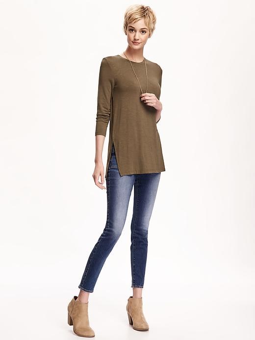 Image number 3 showing, Relaxed Long and Lean Tunic Tee for Women