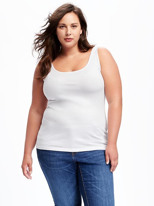 View large product image 1 of 1. Fitted Rib-Knit Plus-Size Tank
