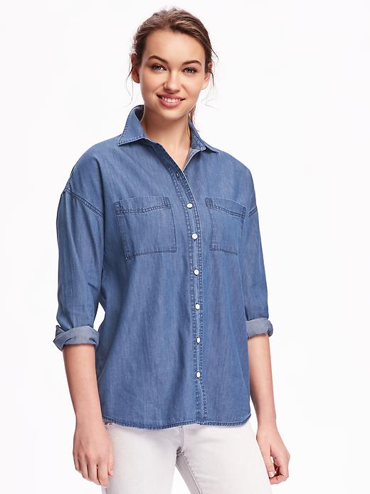View large product image 1 of 1. Boyfriend Chambray Shirt for Women