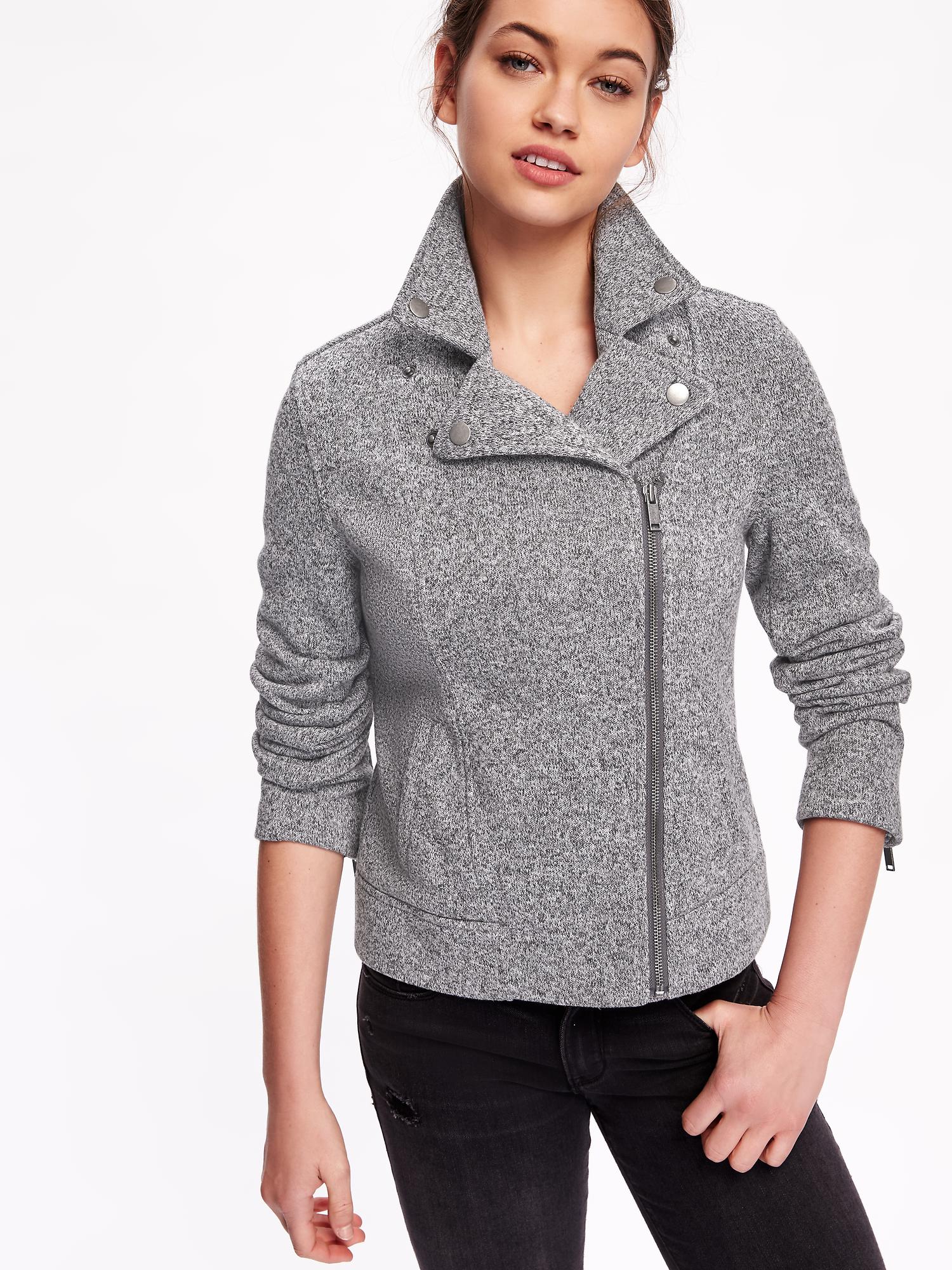 Sweater Fleece Moto Jacket for Women Old Navy