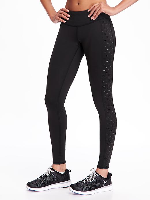 Old Navy Black Active Go-Dry Small Athletic Leggings Reflective Stripe  Pockets