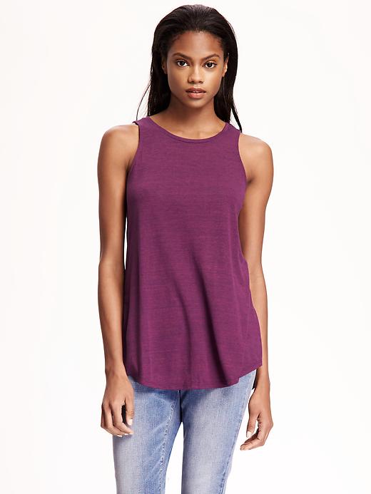 Image number 1 showing, Relaxed Hi-Neck Texture Tank for Women