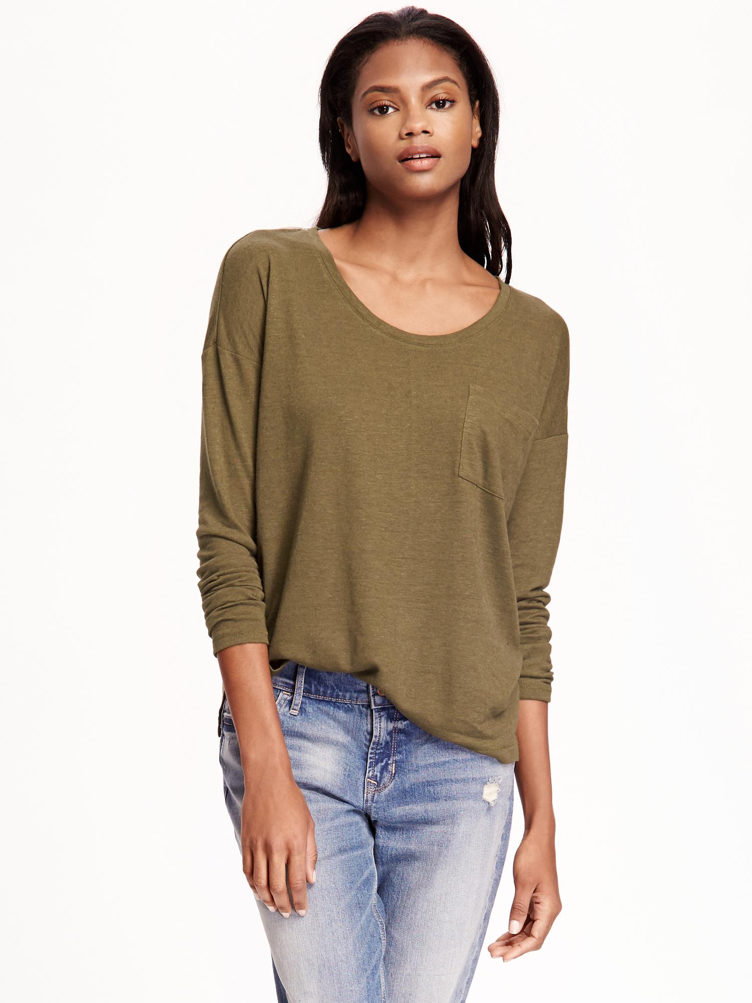 Linen-Blend Boyfriend Tee for Women | Old Navy