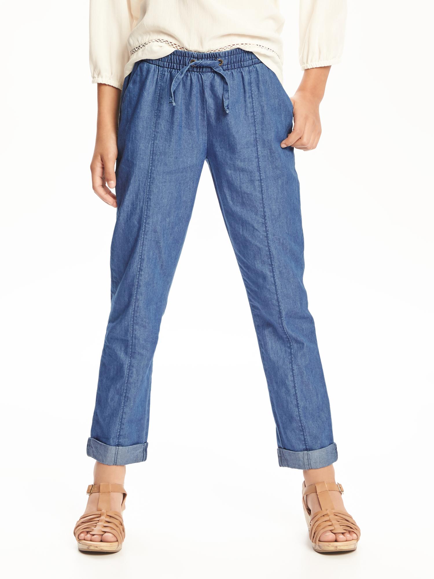 Drapey Chambray Pants for Girls Old Navy