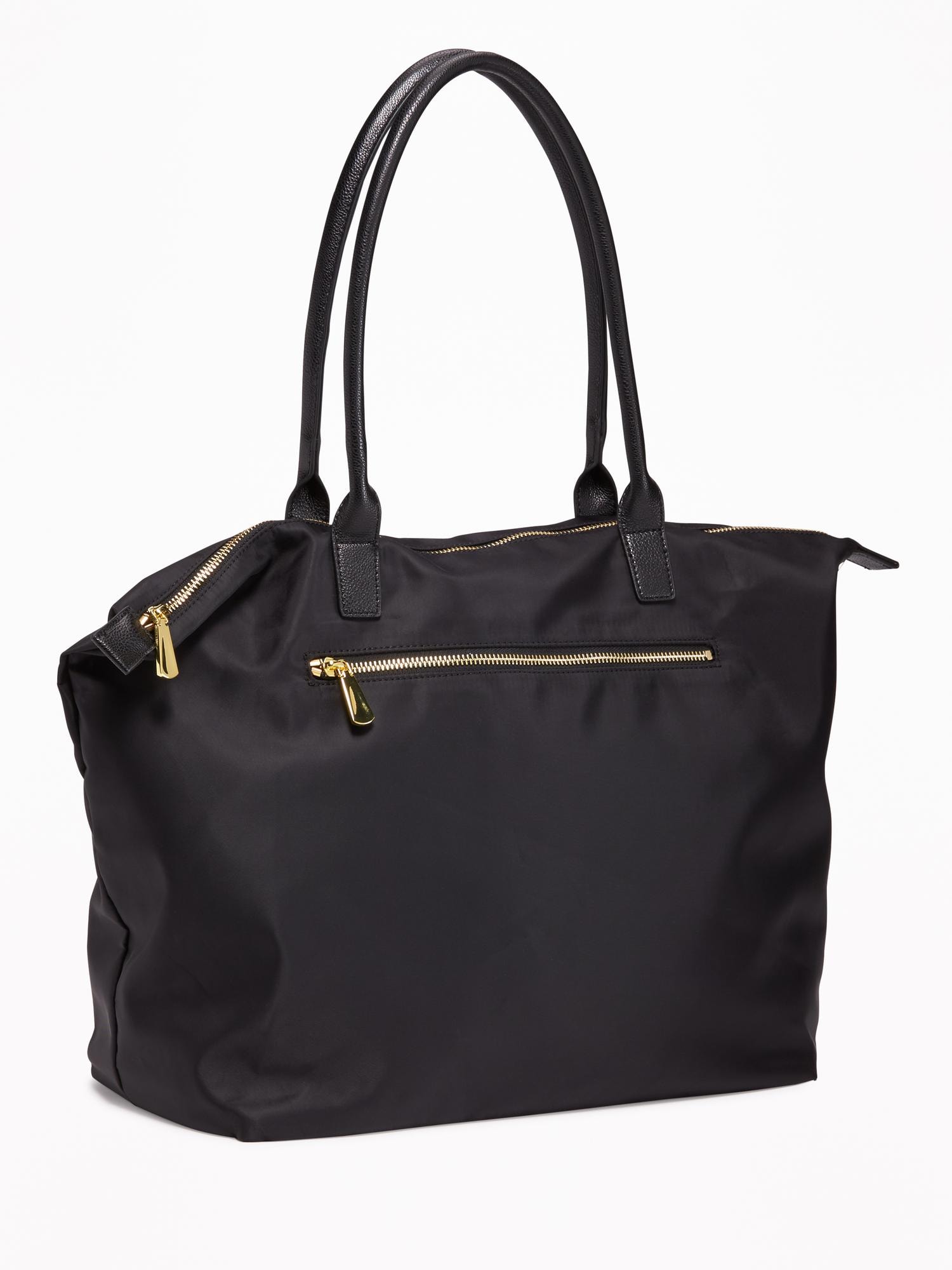 Nylon tote bag online with zipper and pockets