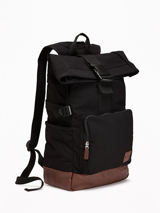 View large product image 1 of 1. Canvas Roll-Top Backpack for Men