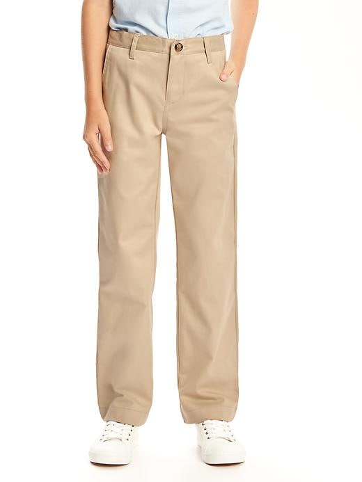 View large product image 1 of 2. Stain-Resistant Uniform Straight Khakis for Boys