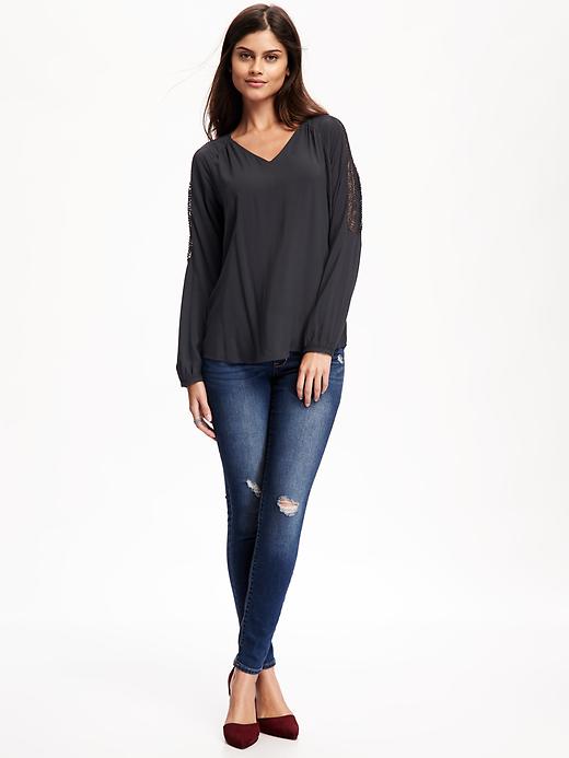 Lace Trim V Neck Blouse For Women Old Navy 