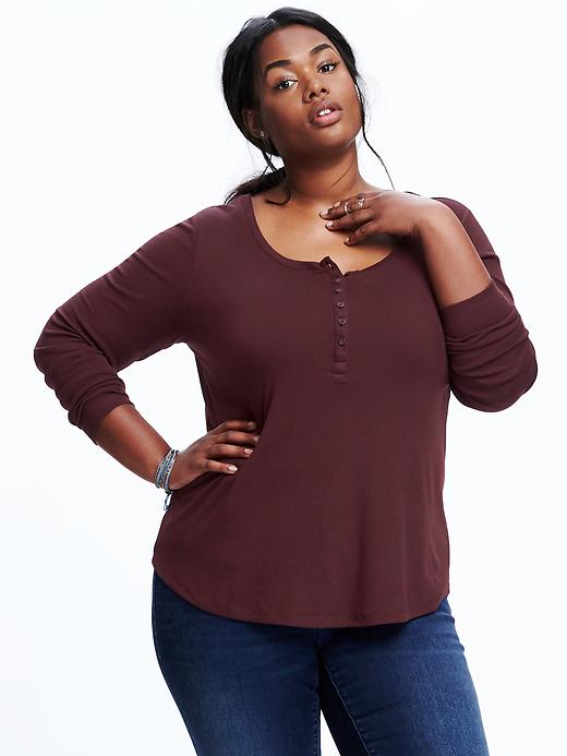 View large product image 1 of 1. Semi-Fitted Plus-Size Henley