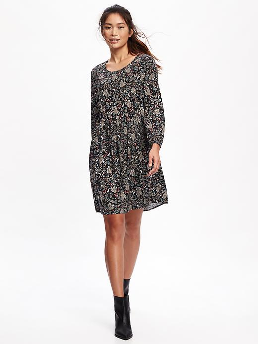 Image number 1 showing, Printed Waisted Swing Dress for Women