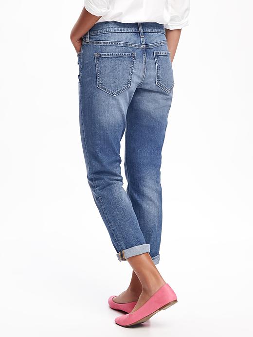 View large product image 2 of 3. Mid-Rise Boyfriend Straight Jeans for Women