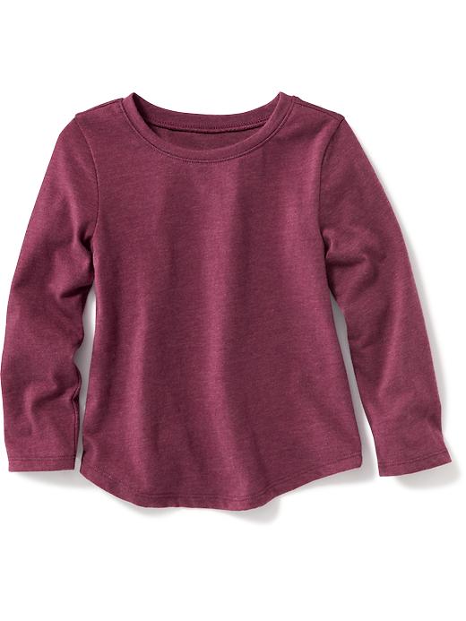 View large product image 1 of 1. Scoop-Neck Curved-Hem Long-Sleeve Tee for Toddler Girls
