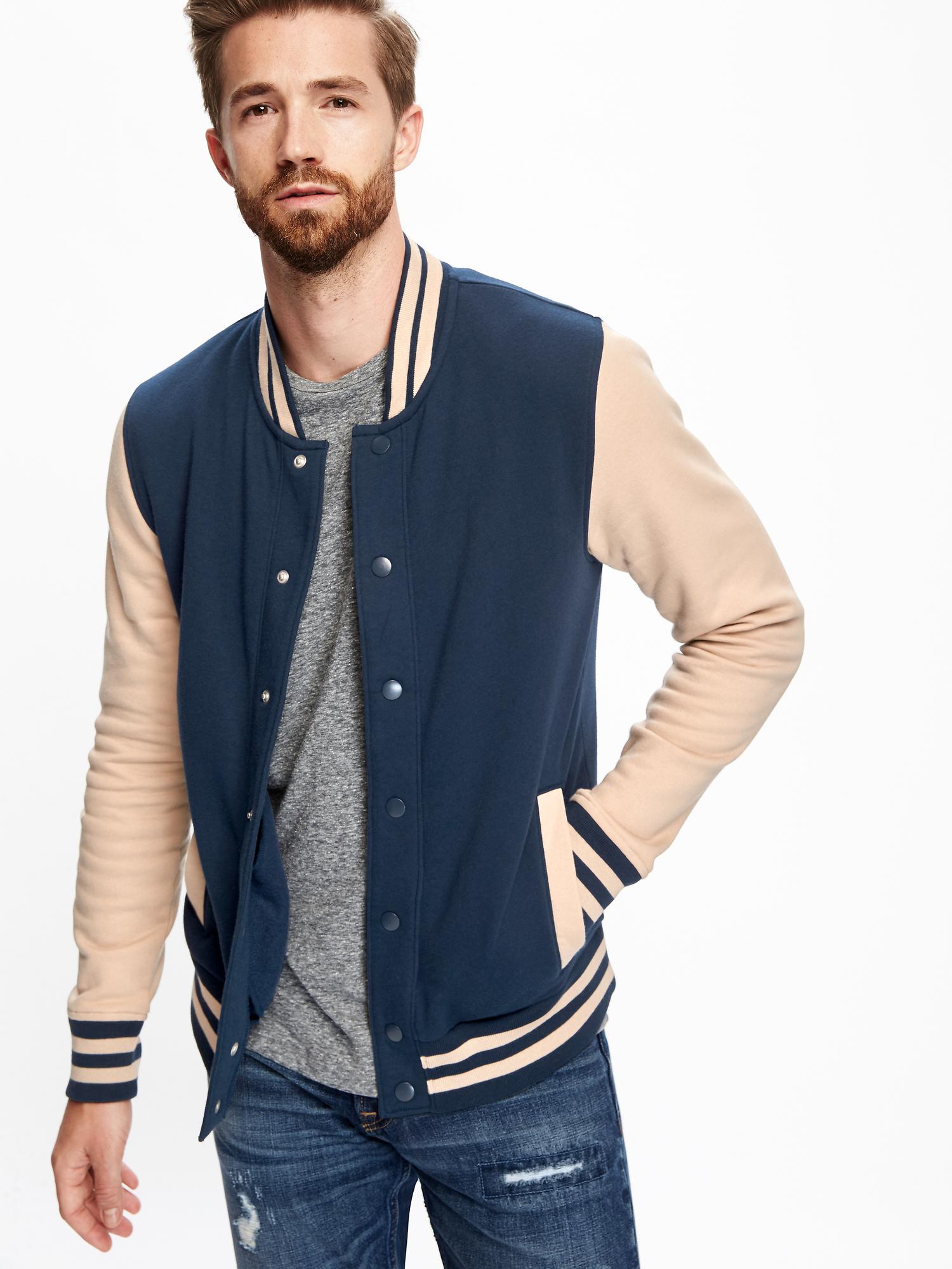 Fleece Varsity-Style Bomber Jacket for Men | Old Navy
