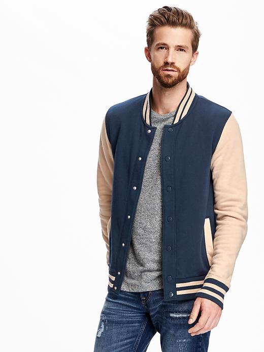 Fleece Varsity-Style Bomber Jacket for Men Old Navy