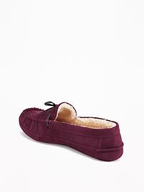 View large product image 3 of 3. Sueded Sherpa-Lined Moccasin Slippers for Men