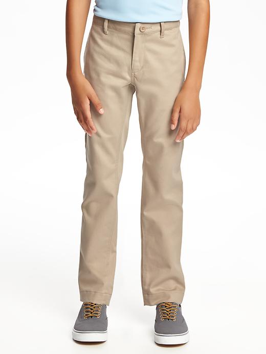 View large product image 1 of 2. Flat-Front Skinny Uniform Khakis for Boys