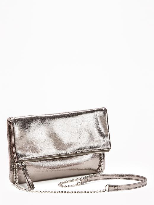 View large product image 1 of 2. Metallic Fold-Over Clutch for Women