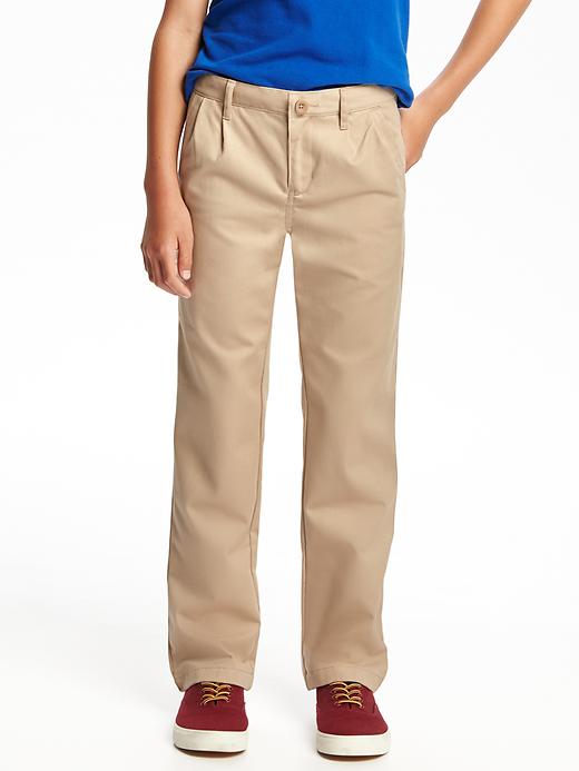 View large product image 1 of 1. Pleated Straight-Leg Uniform Khakis for Boys