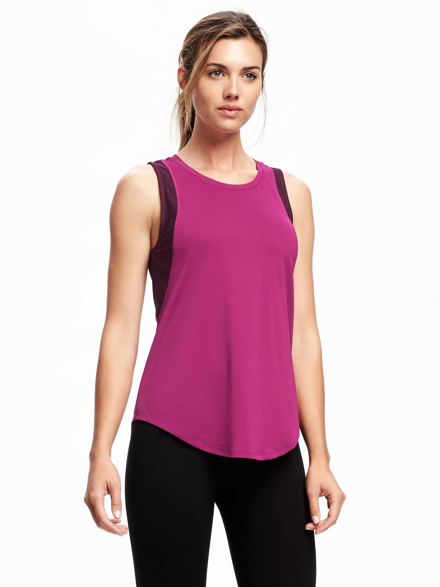 GoDry Performance Mesh Pieced Muscle Tank For Women Old Navy
