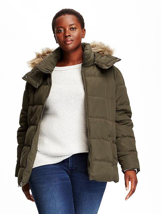 Image number 1 showing, Faux-Fur Trimmed Plus-Size Frost-Free Jacket