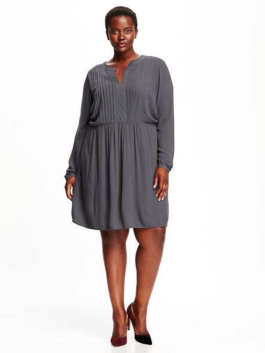Image number 1 showing, Plus-Size Pintuck Swing Dress