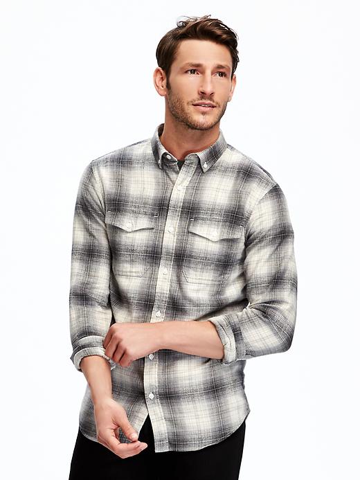 Image number 1 showing, Slim-Fit Flannel Shirt for Men