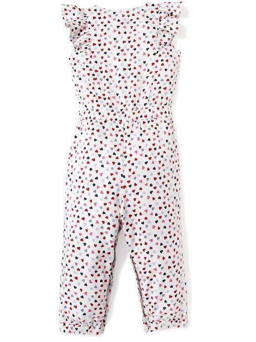 View large product image 2 of 2. Patterned Ruffle-Trim Romper for Toddler Girls