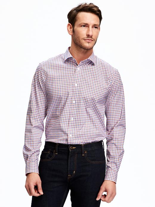 View large product image 1 of 1. Regular-Fit Built-In Flex Signature Non-Iron Dress Shirt For Men