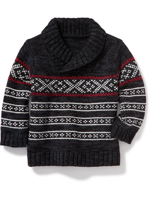 View large product image 1 of 1. Patterned Shawl-Collar Sweater for Baby