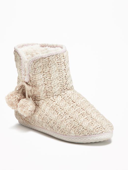 Image number 1 showing, Cable-Knit Slipper Booties for Women