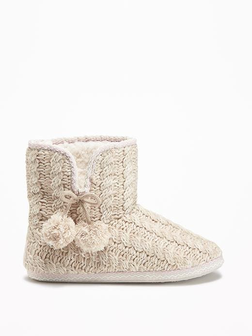 Image number 4 showing, Cable-Knit Slipper Booties for Women