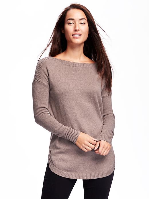 Image number 1 showing, Relaxed Boat-Neck Sweater for Women