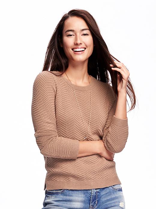 View large product image 1 of 1. Relaxed Textured Crew-Neck Sweater for Women