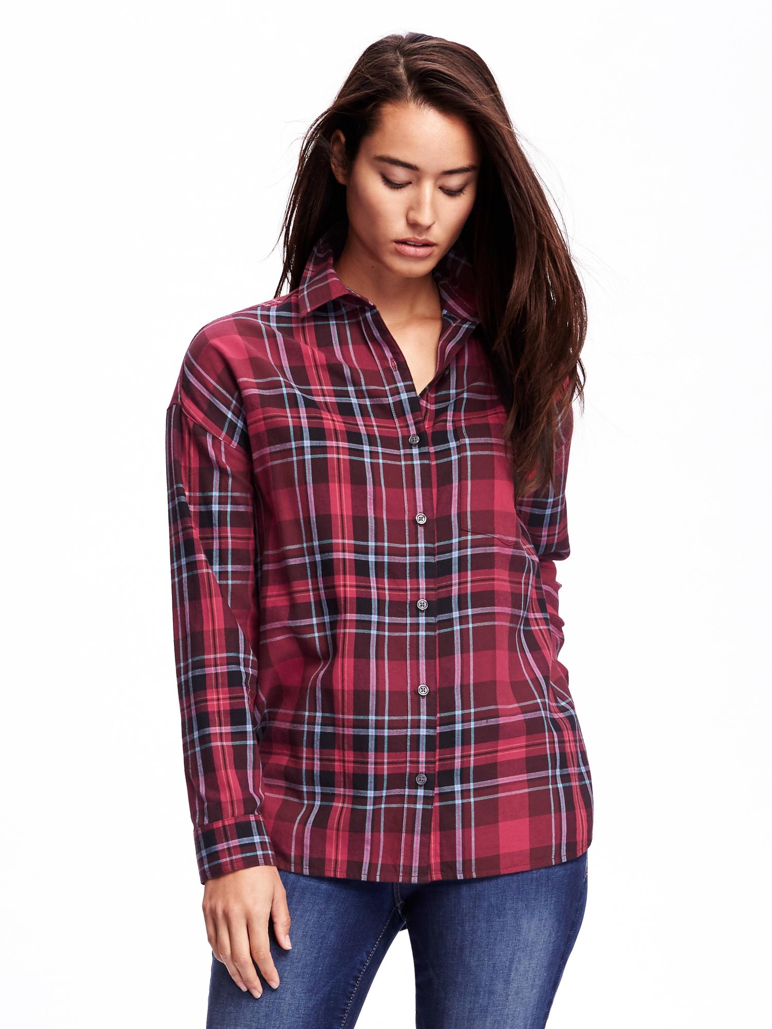 Plaid Boyfriend Flannel Shirt for Women Old Navy