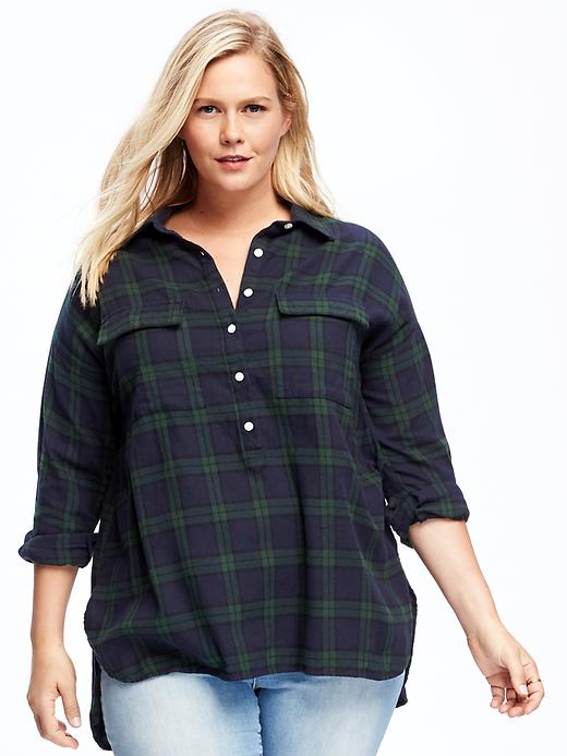View large product image 1 of 1. Plaid Flannel Plus-Size Boyfriend Popover