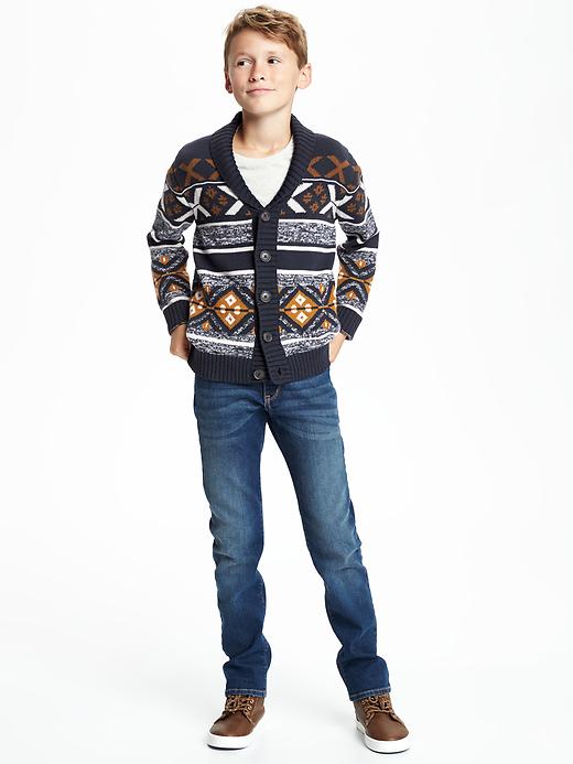 View large product image 2 of 2. Fair Isle Shawl-Collar Cardigan for Boys