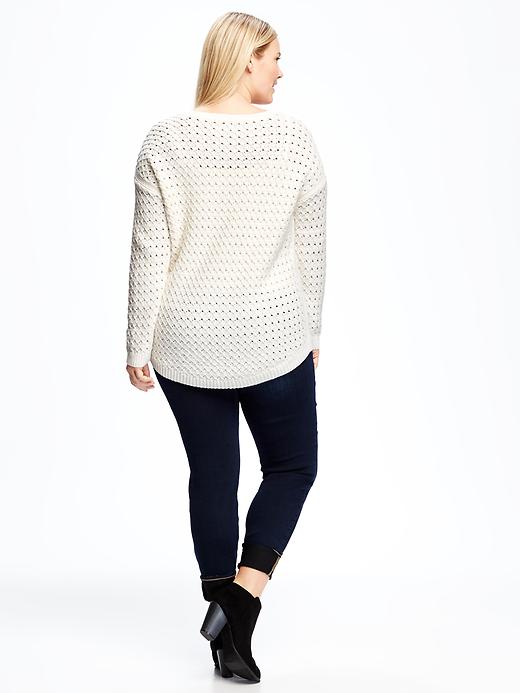 Image number 2 showing, Hi-Lo Plus-Size Honeycomb-Knit Pullover