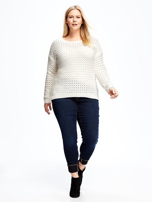 Image number 3 showing, Hi-Lo Plus-Size Honeycomb-Knit Pullover