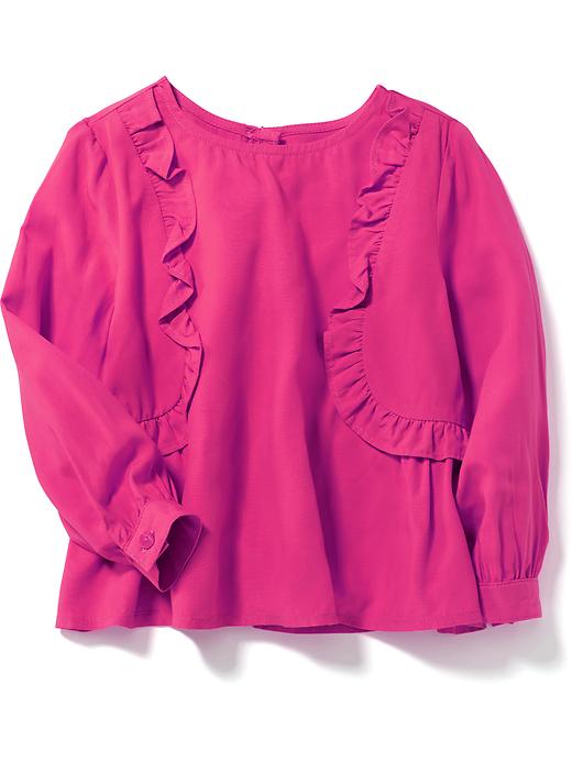 View large product image 1 of 1. Ruffle-Trim Swing Blouse for Toddler Girls