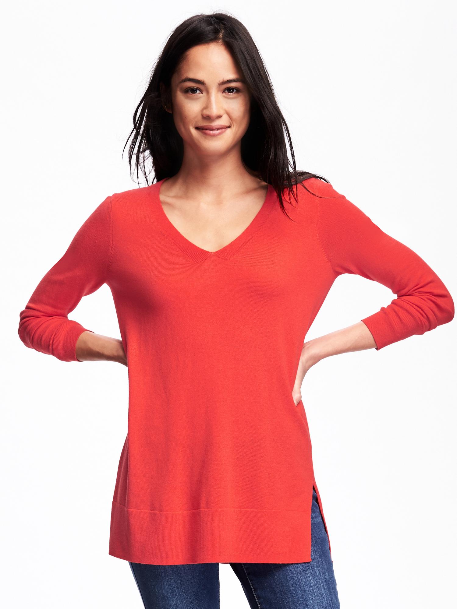 Relaxed VNeck Tunic Sweater for Women Old Navy