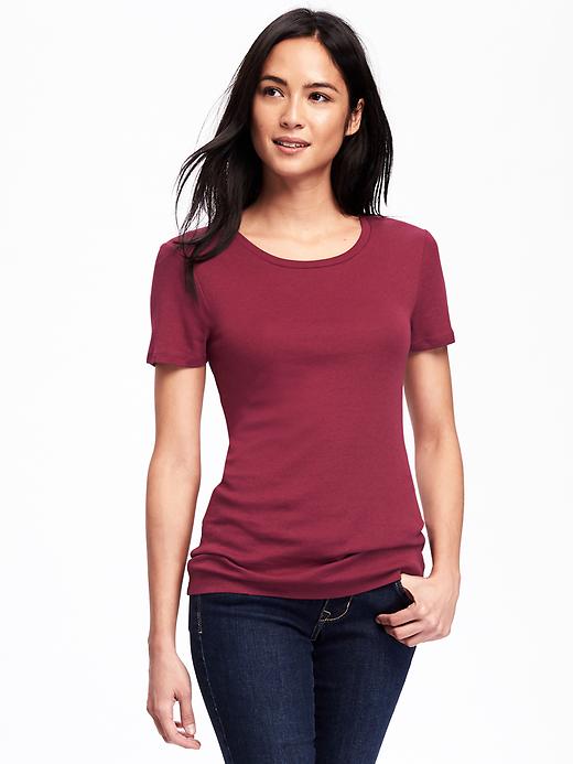 Image number 1 showing, Fitted Crew-Neck Tee for Women