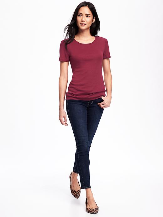 Image number 3 showing, Fitted Crew-Neck Tee for Women