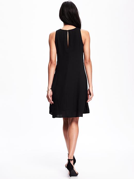 Image number 2 showing, Embroidered High-Neck Swing Dress for Women