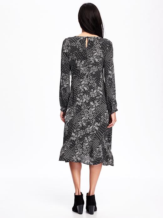 Image number 2 showing, Patterned Midi Swing Dress for Women