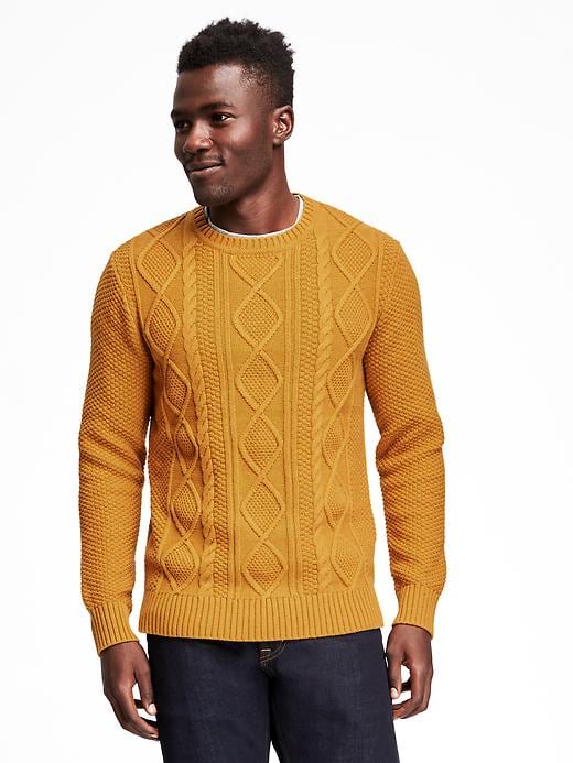 Image number 1 showing, Textured Cable-Knit Sweater for Men