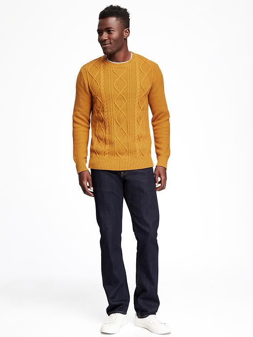 Image number 3 showing, Textured Cable-Knit Sweater for Men