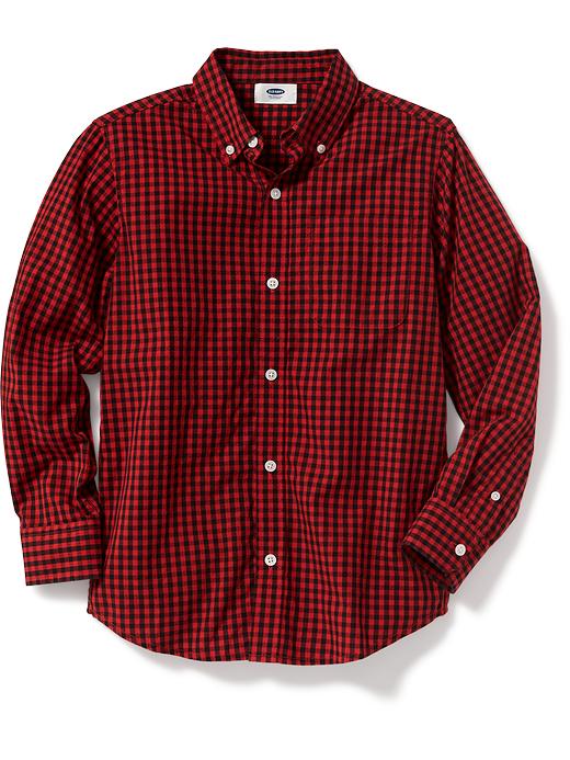 View large product image 1 of 1. Regular-Fit Classic Plaid Shirt for Boys
