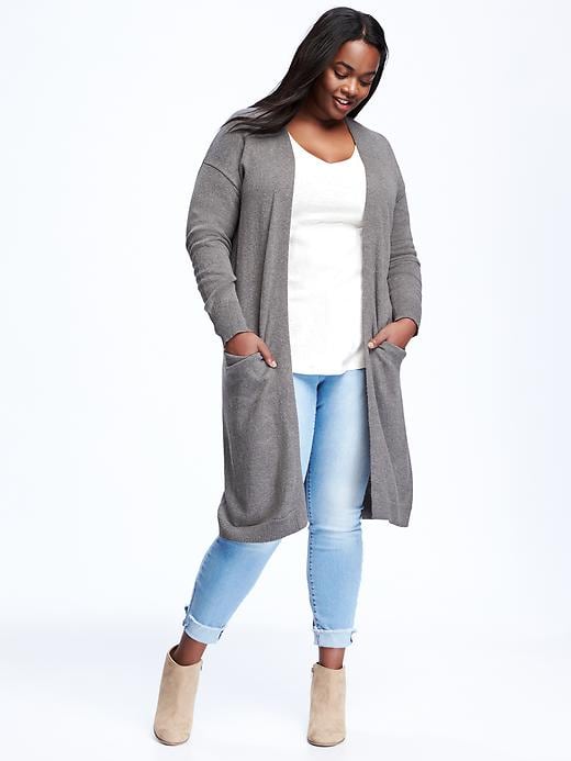 View large product image 1 of 1. Super-Long Plus-Size Cardi